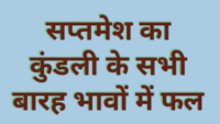 कुंडली के अलग-अलग भावों में बैठकर सप्तमेश अलग-अलग फल प्रदान करता है | आइए जानते हैं कि सप्तमेश का कुंडली के सभी बारह भावों में फल क्या ..