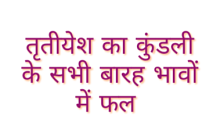 कुंडली के अलग-अलग भावों में बैठकर तृतीयेश अलग-अलग फल प्रदान करता है | आइए जानते हैं की तृतीयेश का कुंडली के सभी बारह भावों में फल क्या .. 